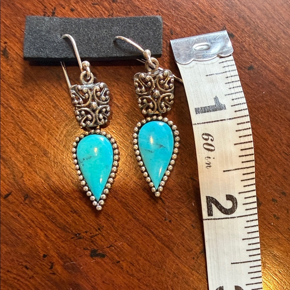 Boho Silver and Turquoise Drop Earrings